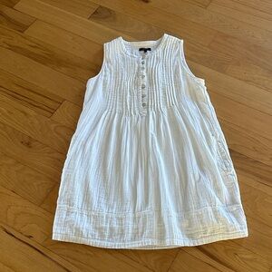 Quince White Sleeveless Pintuck Cotton Dress for Girls